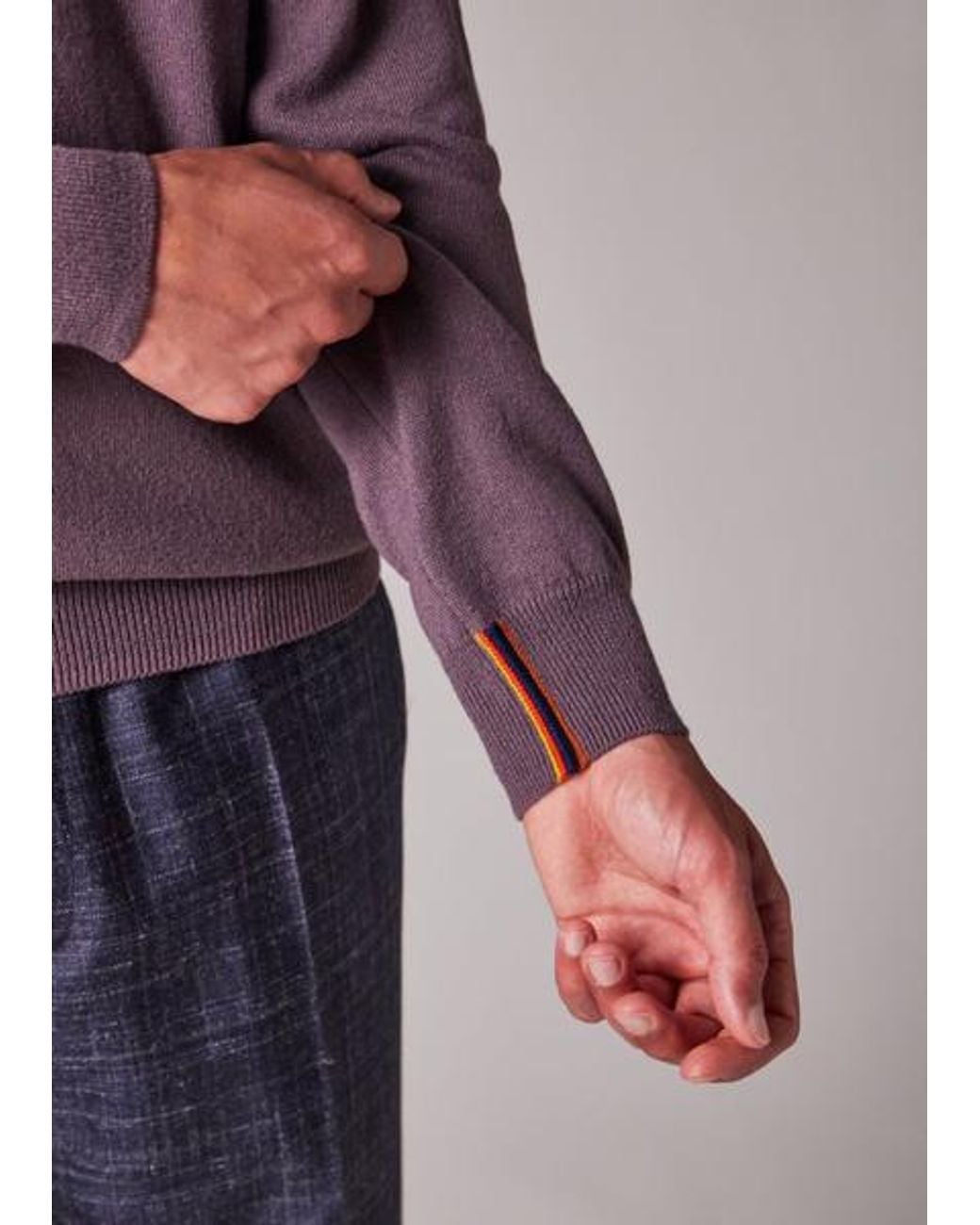 Paul Smith Purple Mauve Cashmere Crew Neck Sweater for men