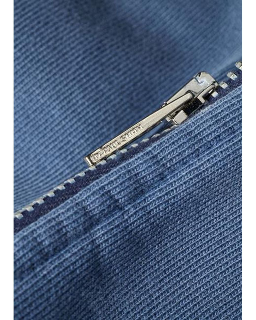 Paul Smith Blue Cotton Quarter-Zip Sweatshirt for men