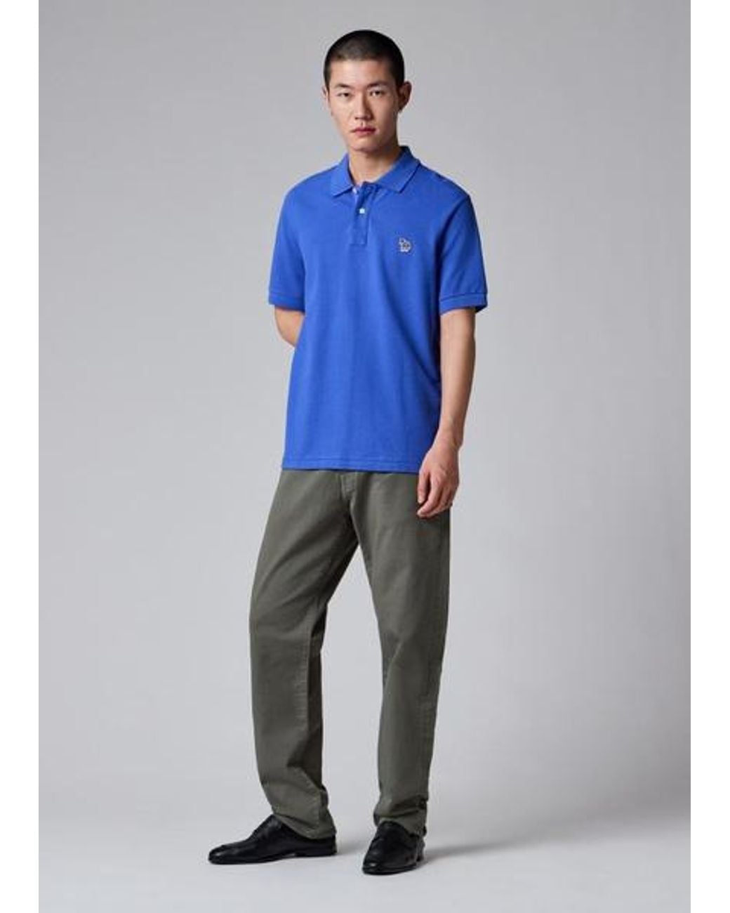 Paul Smith Blue Mid Organic Cotton Zebra Polo Shirt for men