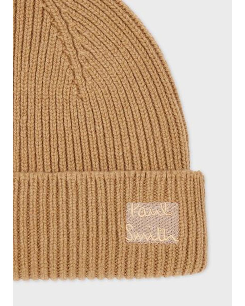 Paul Smith Natural Tan Cashmere-Blend Beanie for men