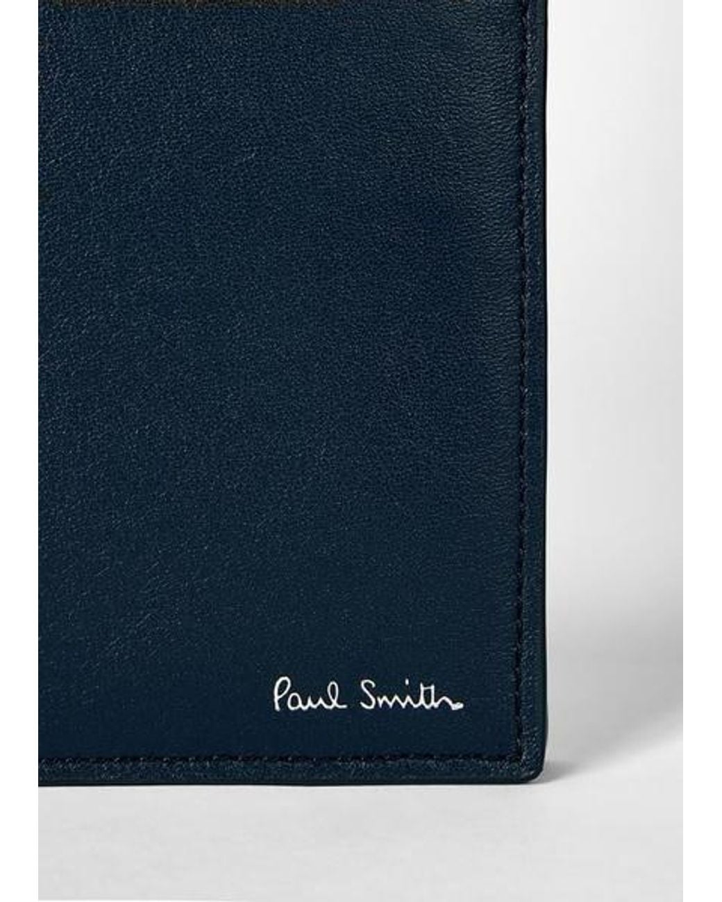 Paul Smith Blue Dark 'London Travel' Billfold Wallet for men