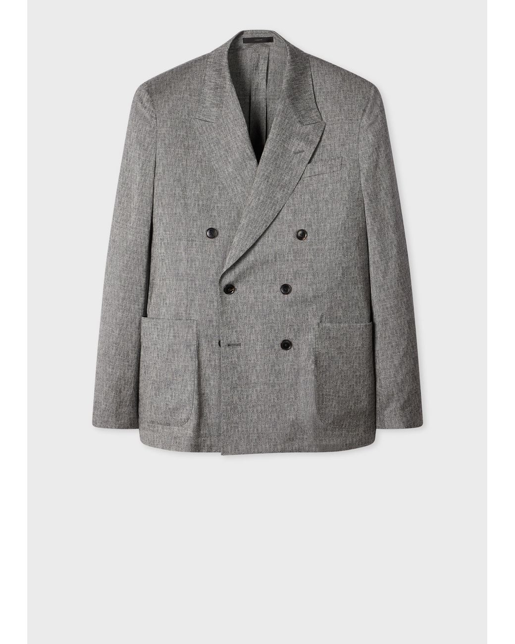 Paul Smith Gray Wool Jacquard Double-Breasted Blazer for men
