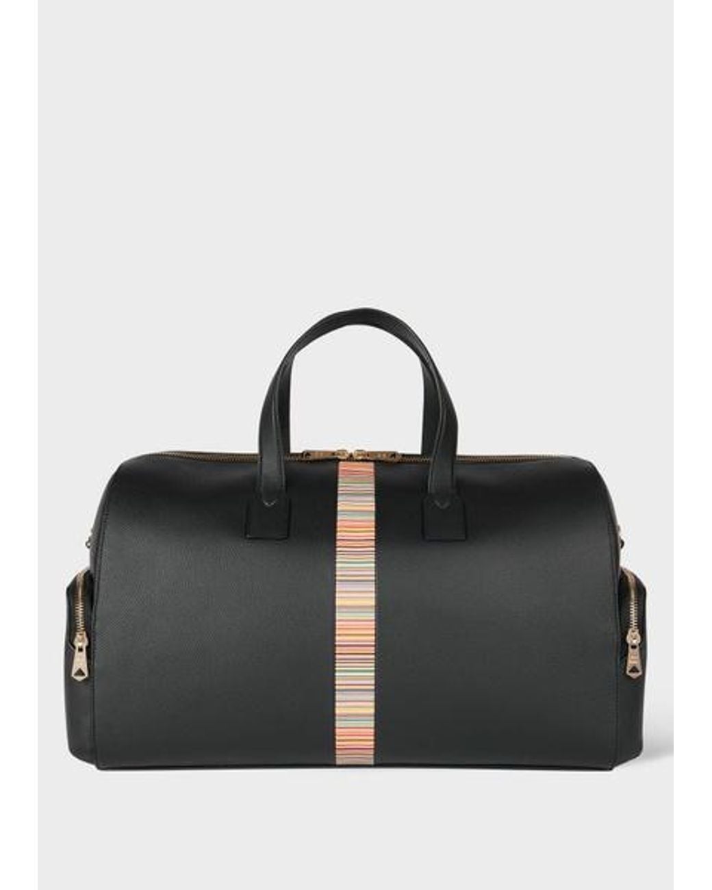 Paul Smith Black Leather 'Signature Stripe' Trim Day Holdall for men