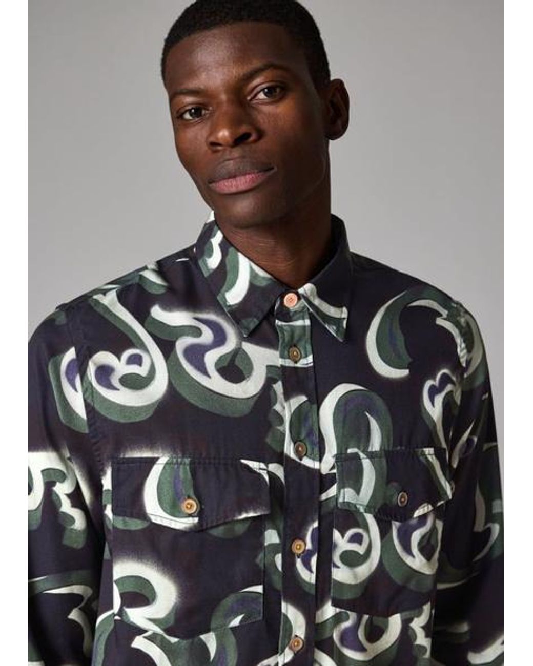 Paul Smith Black 'Waltzer' Lyocell-Cotton Long Sleeve Shirt for men