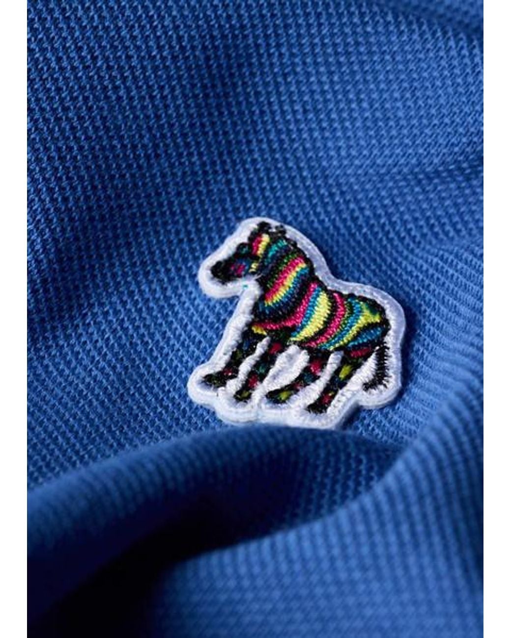 Paul Smith Blue Mid Organic Cotton Zebra Polo Shirt for men