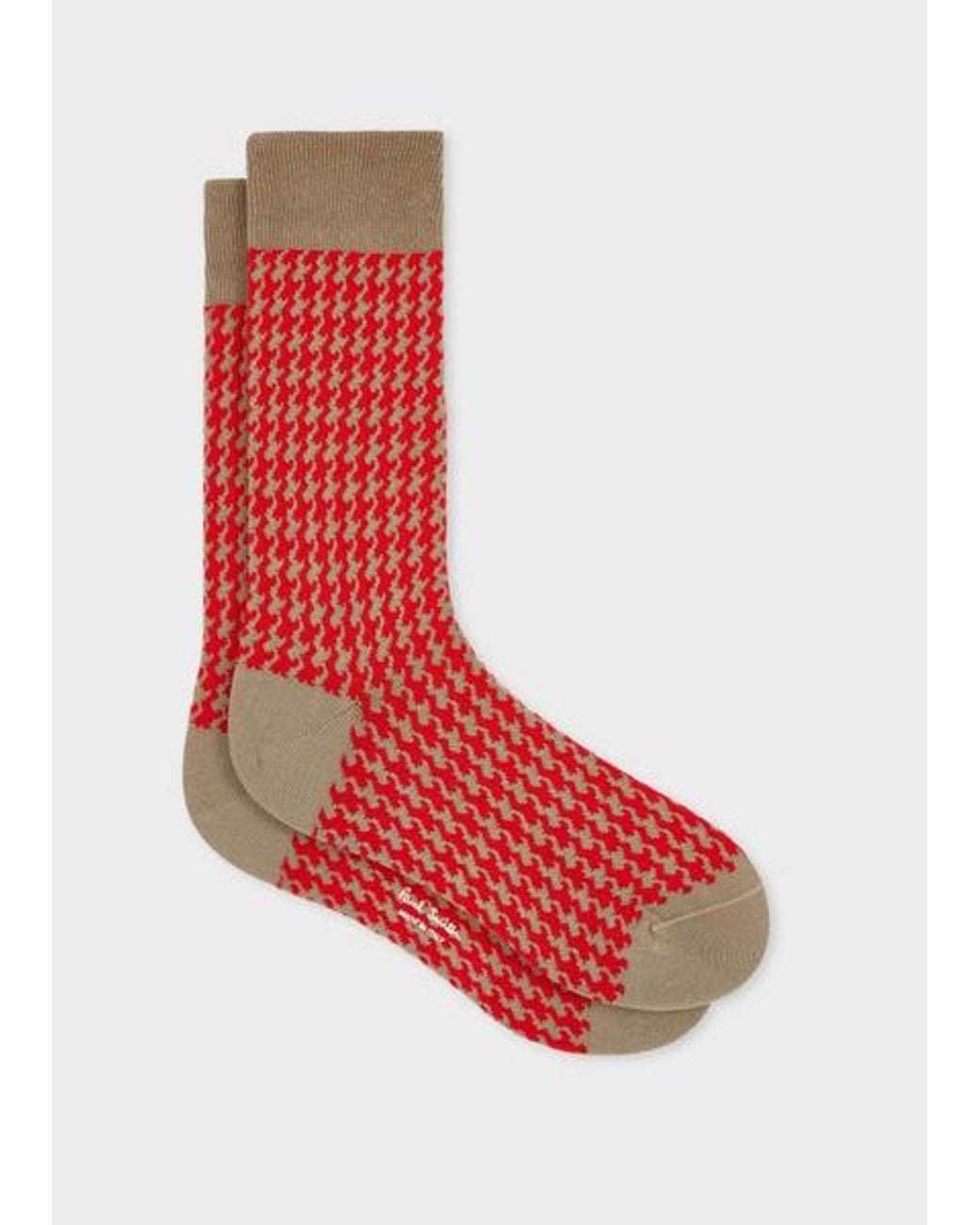 Paul Smith Red Houndstooth Socks for men