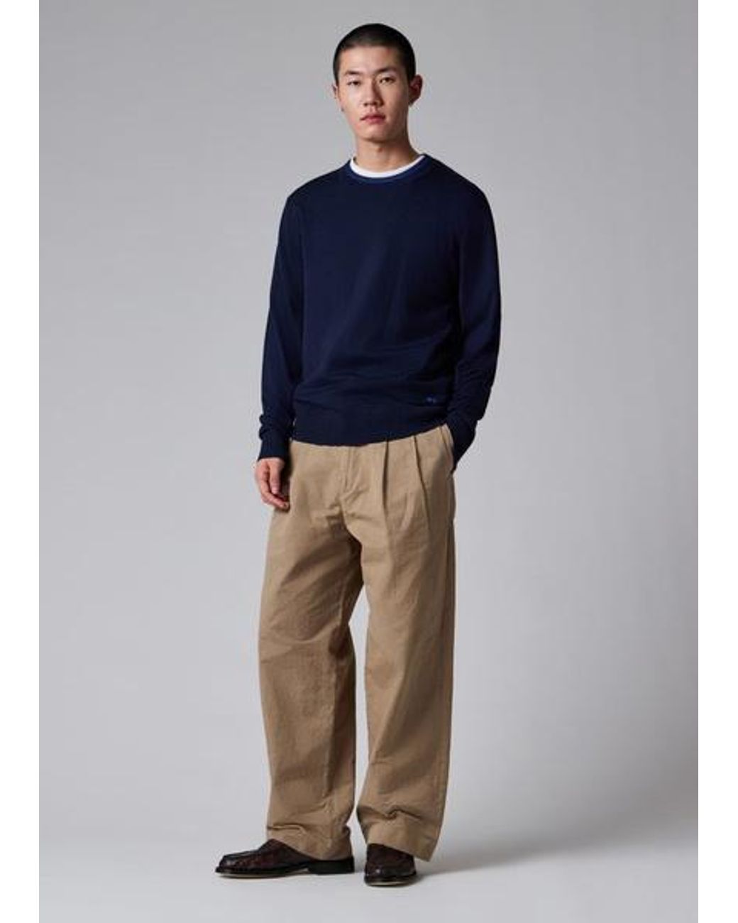 Paul Smith Blue Contrast-Collar Merino Wool Sweater for men