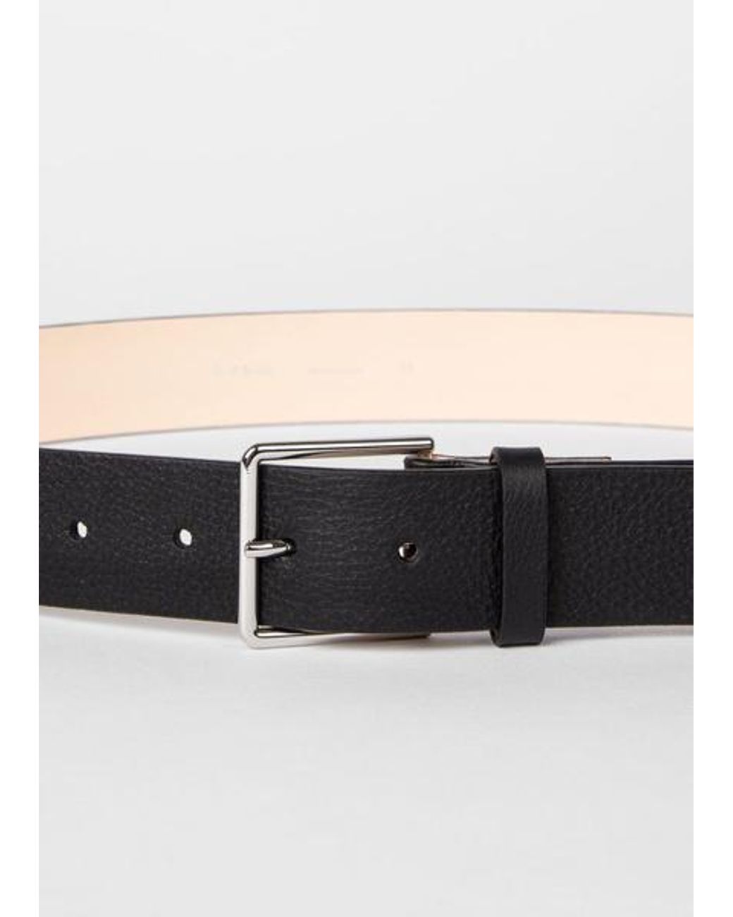 Paul Smith Black Grained Leather 'Signature Stripe' Belt for men