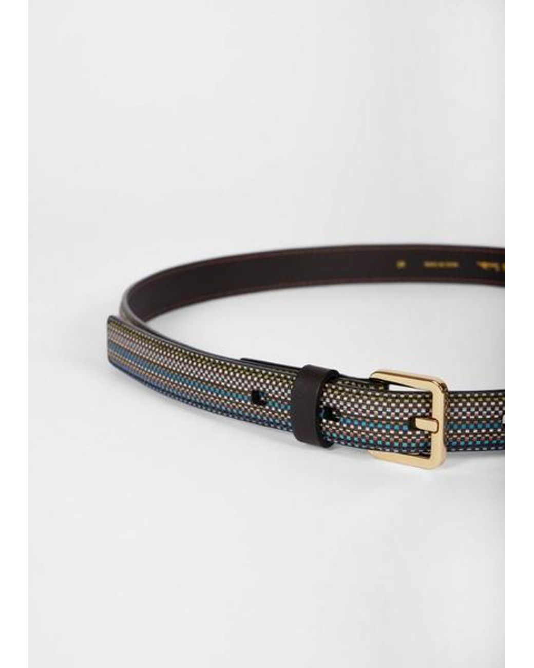 Paul Smith Natural 'Signature Stripe' Check Belt