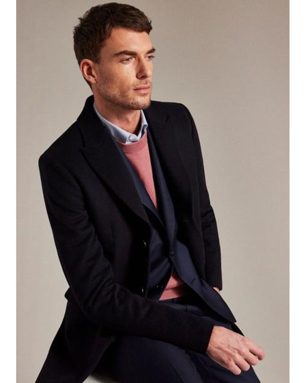 Paul Smith Navy Blue Wool-cashmere Epsom Coat for men
