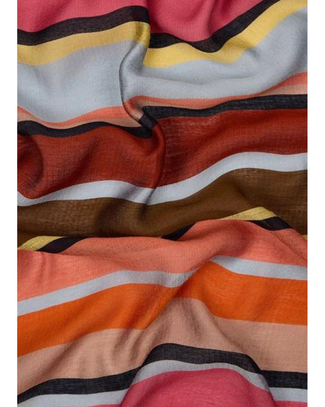 Paul Smith Red Stripe Viscose-Silk Scarf for men