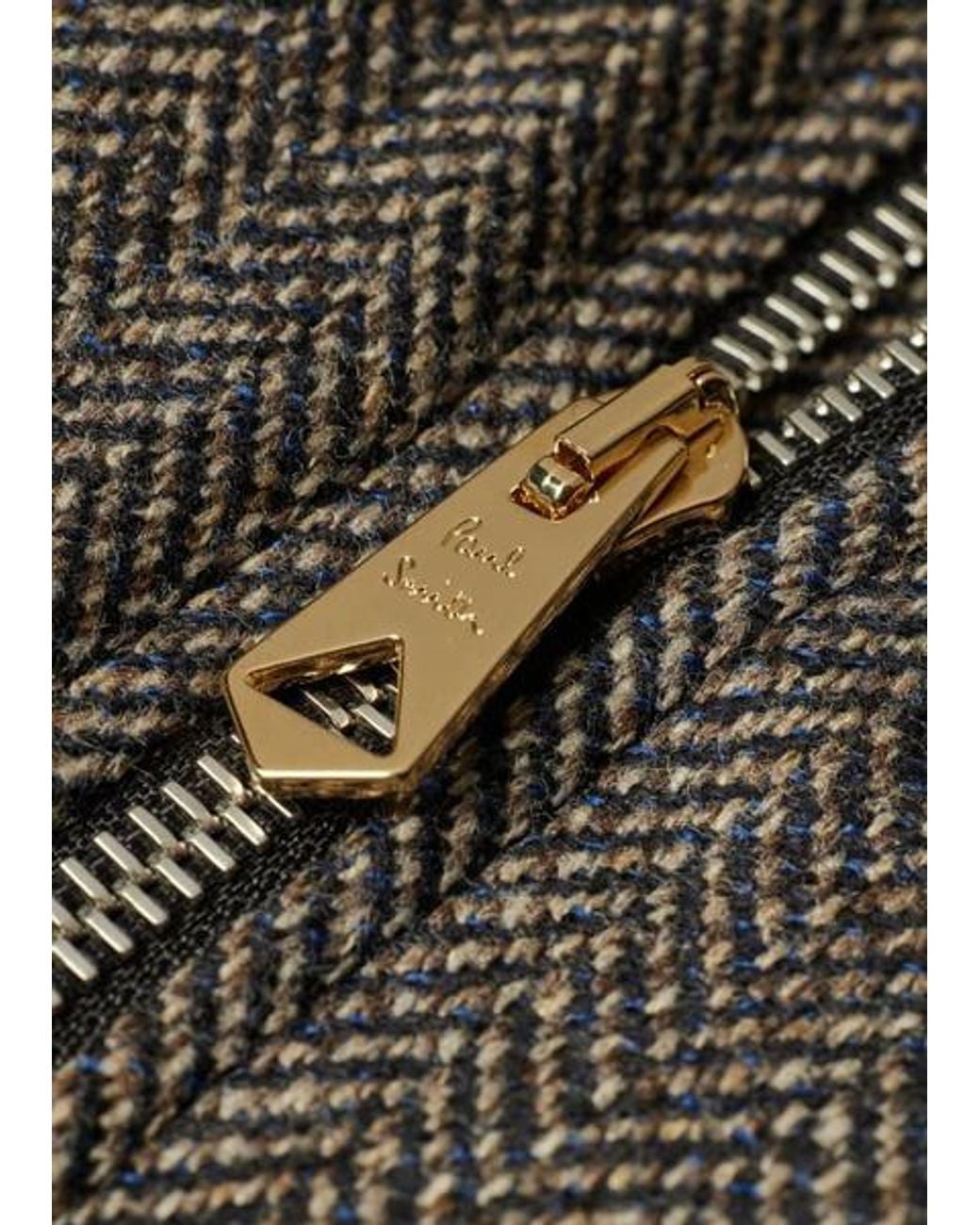 Paul Smith Black Herringbone Wool-Cashmere Zip Jacket for men