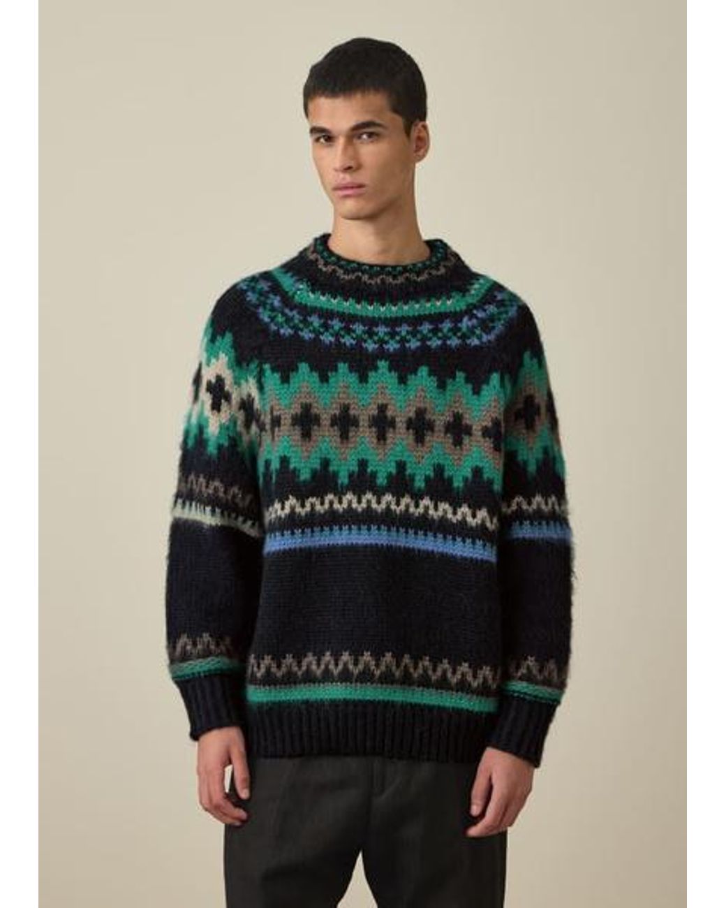 Paul Smith Green Fair Isle Wool-Alpaca Sweater