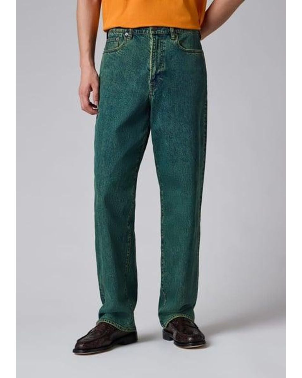 Paul Smith Orange Relaxed-Fit Tint Crosshatch Stretch Jeans for men