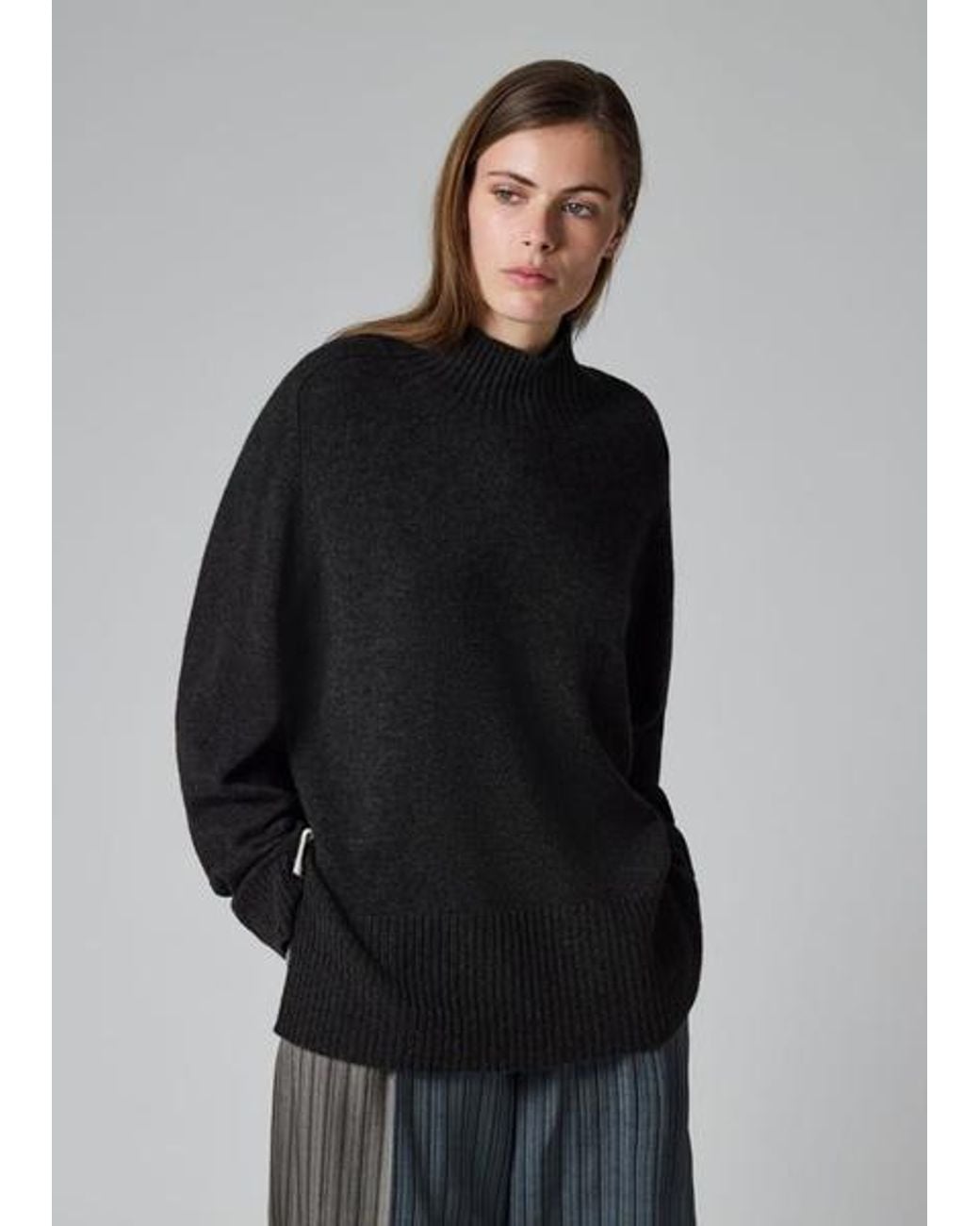 Paul Smith Gray Wool-Cashmere High Neck Knit Sweater