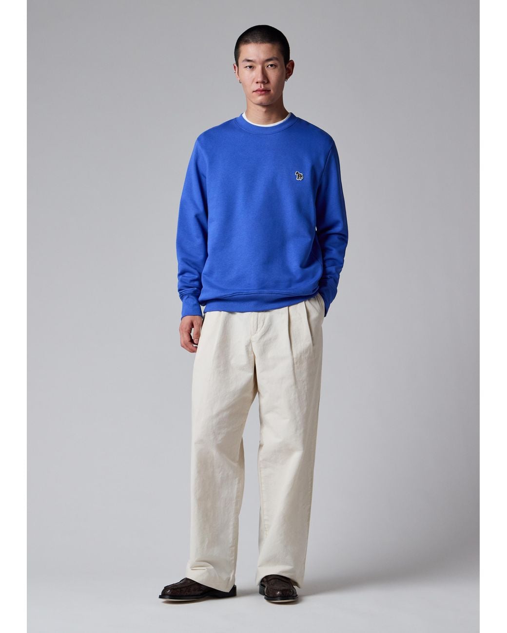 Paul Smith Blue Mid Organic Cotton Zebra Logo Sweatshirt for men