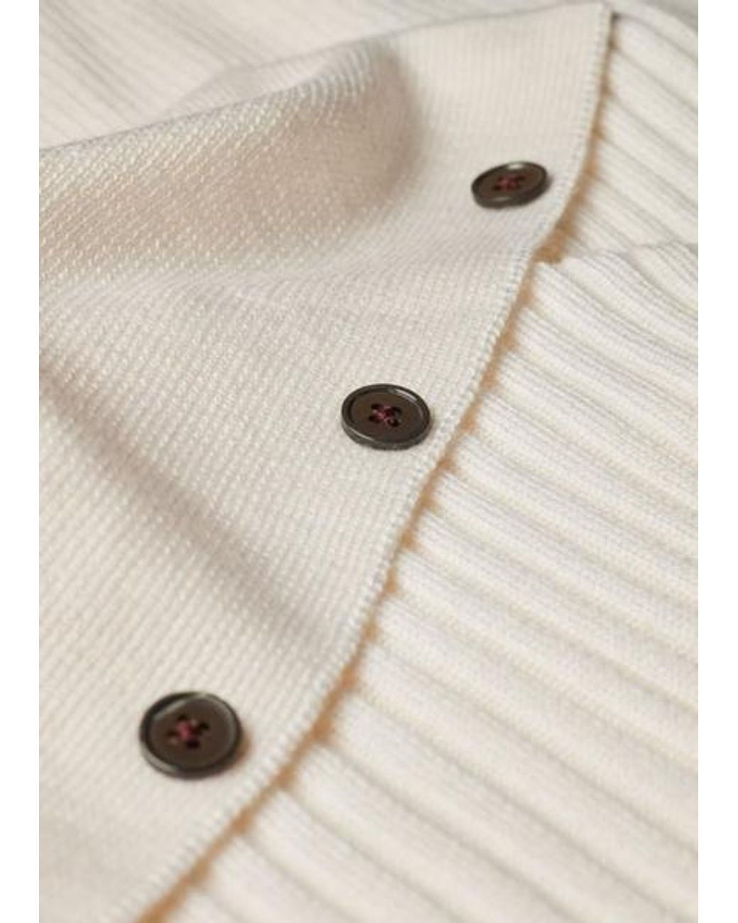 Paul Smith Natural Ecru Ribbed Knit Sailor-Collar Button Sweater