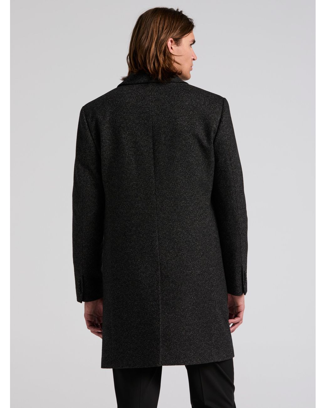 Perry Ellis Black Ezra Single Breasted 3 Button Overcoat for men