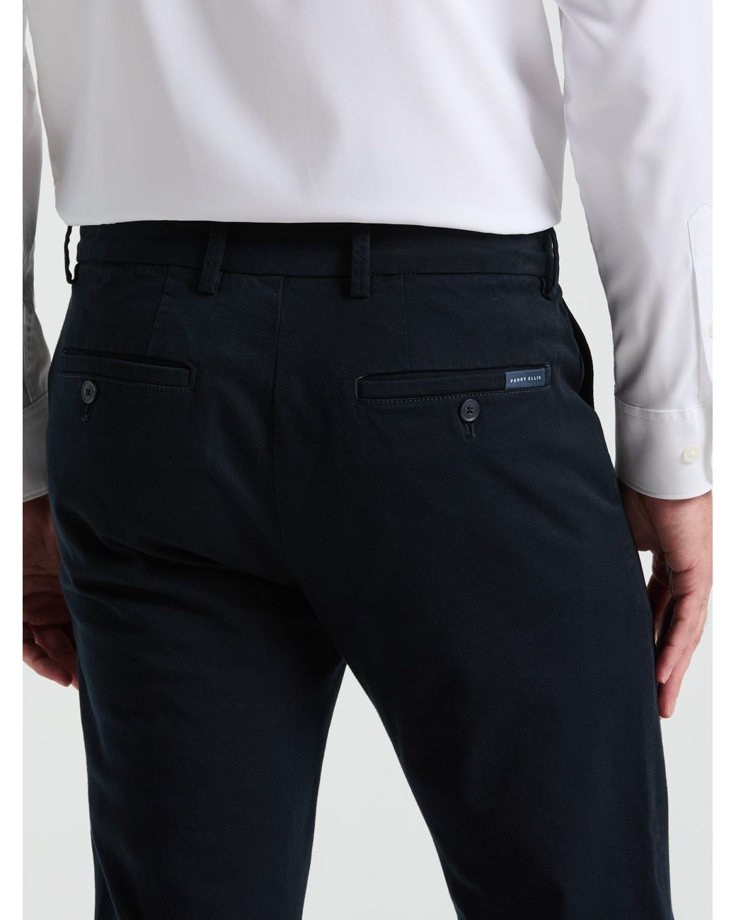 Perry Ellis White Slim Fit Dyed Solid Twill Chino Pants for men