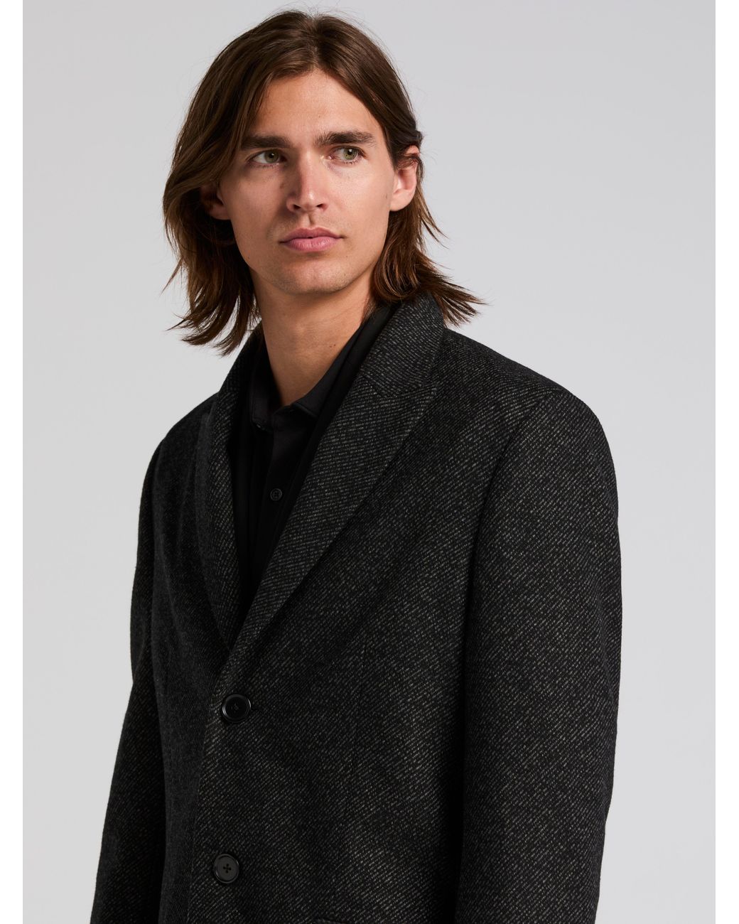 Perry Ellis Black Ezra Single Breasted 3 Button Overcoat for men