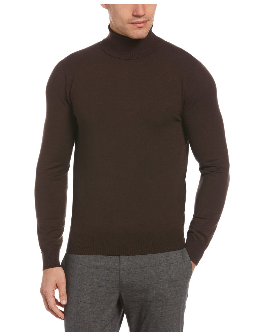 Perry Ellis Synthetic Solid Tech Knit Turtleneck Sweater in Coffee (Brown)  for Men | Lyst