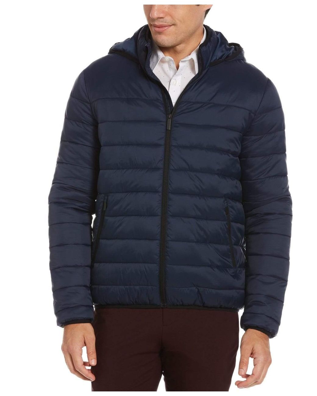 Perry Ellis Synthetic Lightweight Hooded Puffer Jacket in Blue for Men ...
