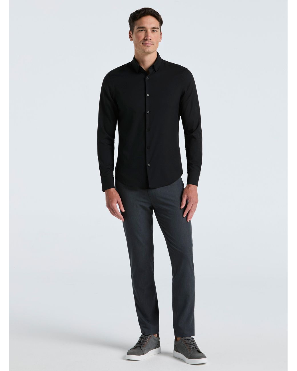 Perry Ellis Untucked Total Stretch Slim Fit Shirt in White for Men | Lyst