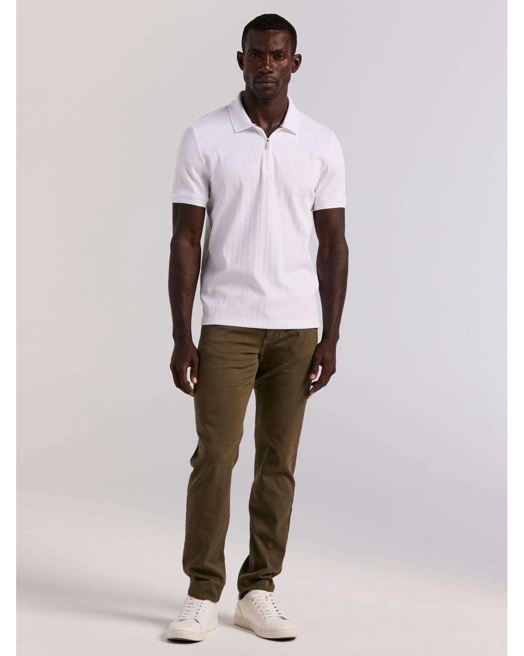 Perry Ellis Black Slim Fit Dyed Solid Twill Five Pocket Pants for men