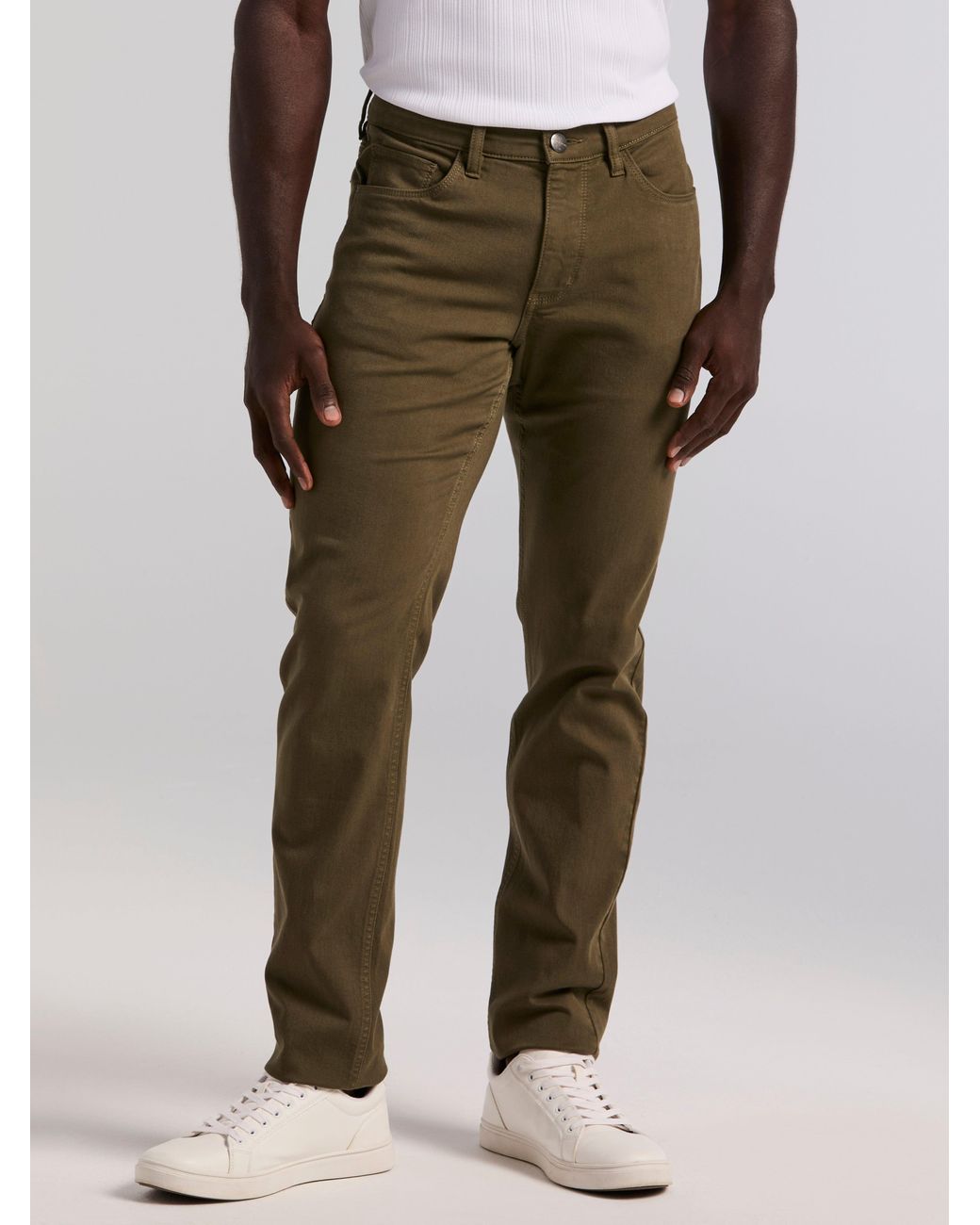 Perry Ellis Black Slim Fit Dyed Solid Twill Five Pocket Pants for men