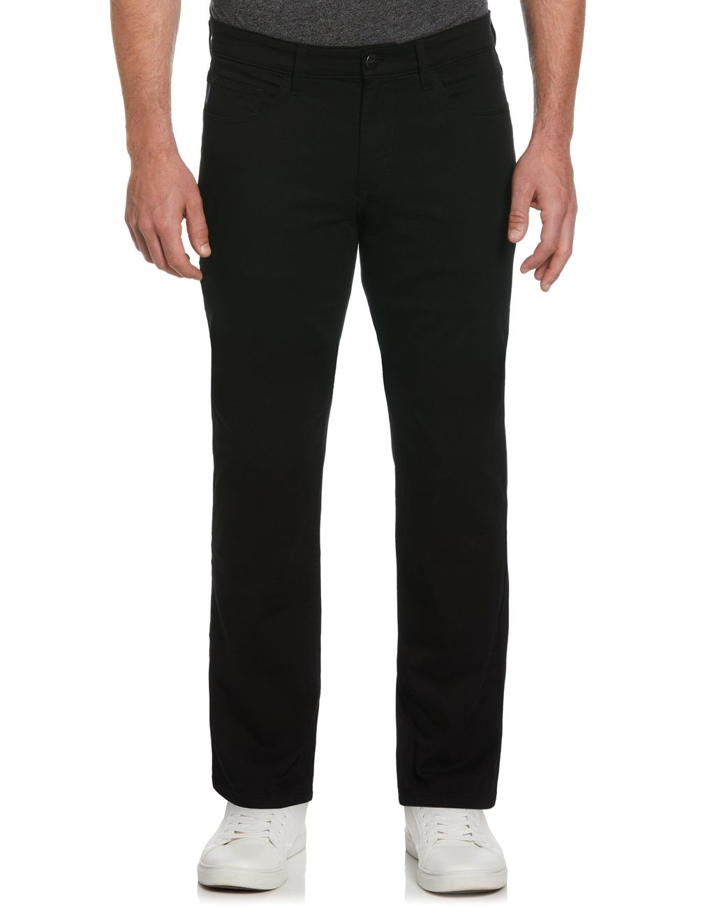Perry Ellis Black Slim Fit Dyed Solid Twill Five Pocket Pants for men