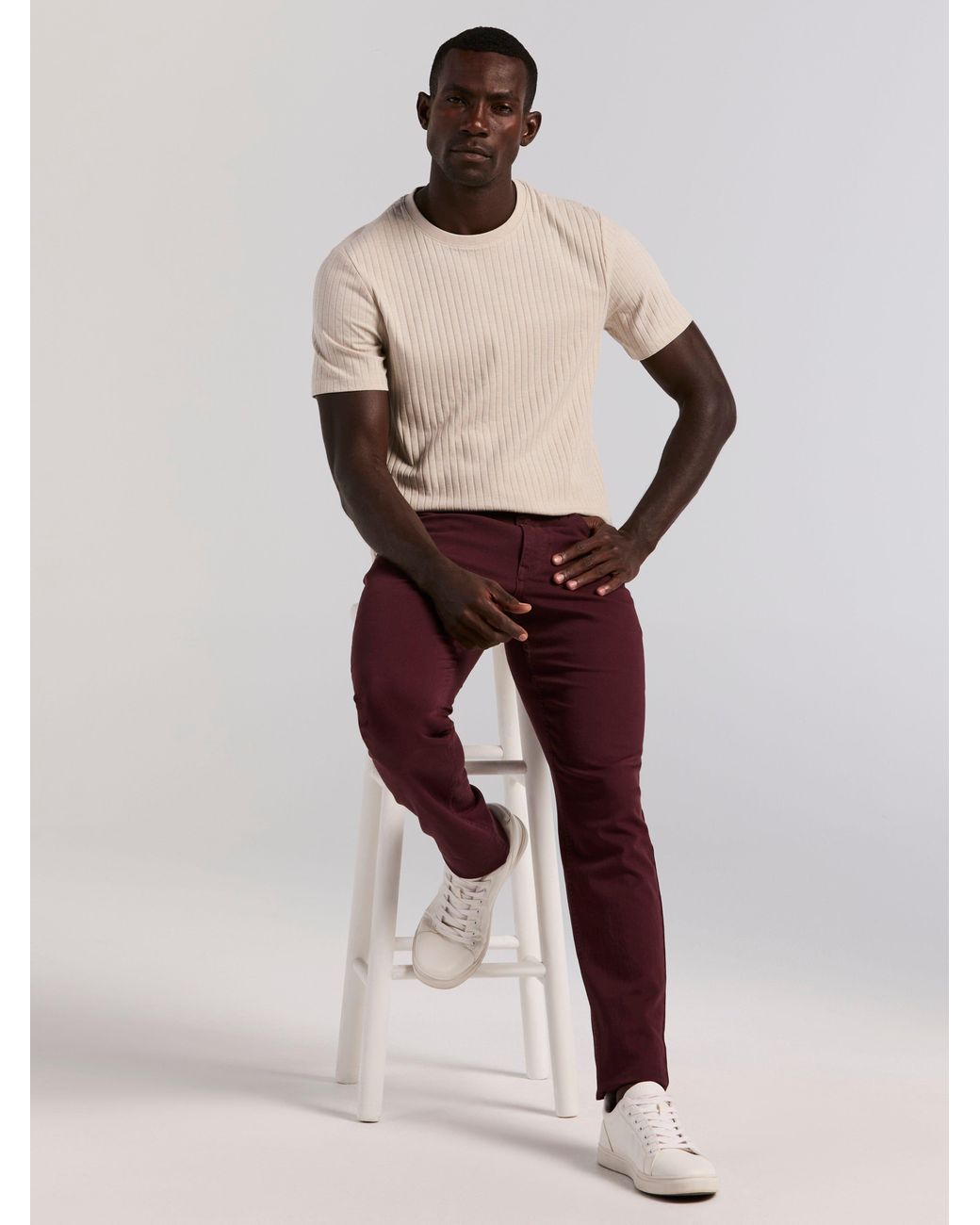 Perry Ellis Black Slim Fit Dyed Solid Twill Five Pocket Pants for men