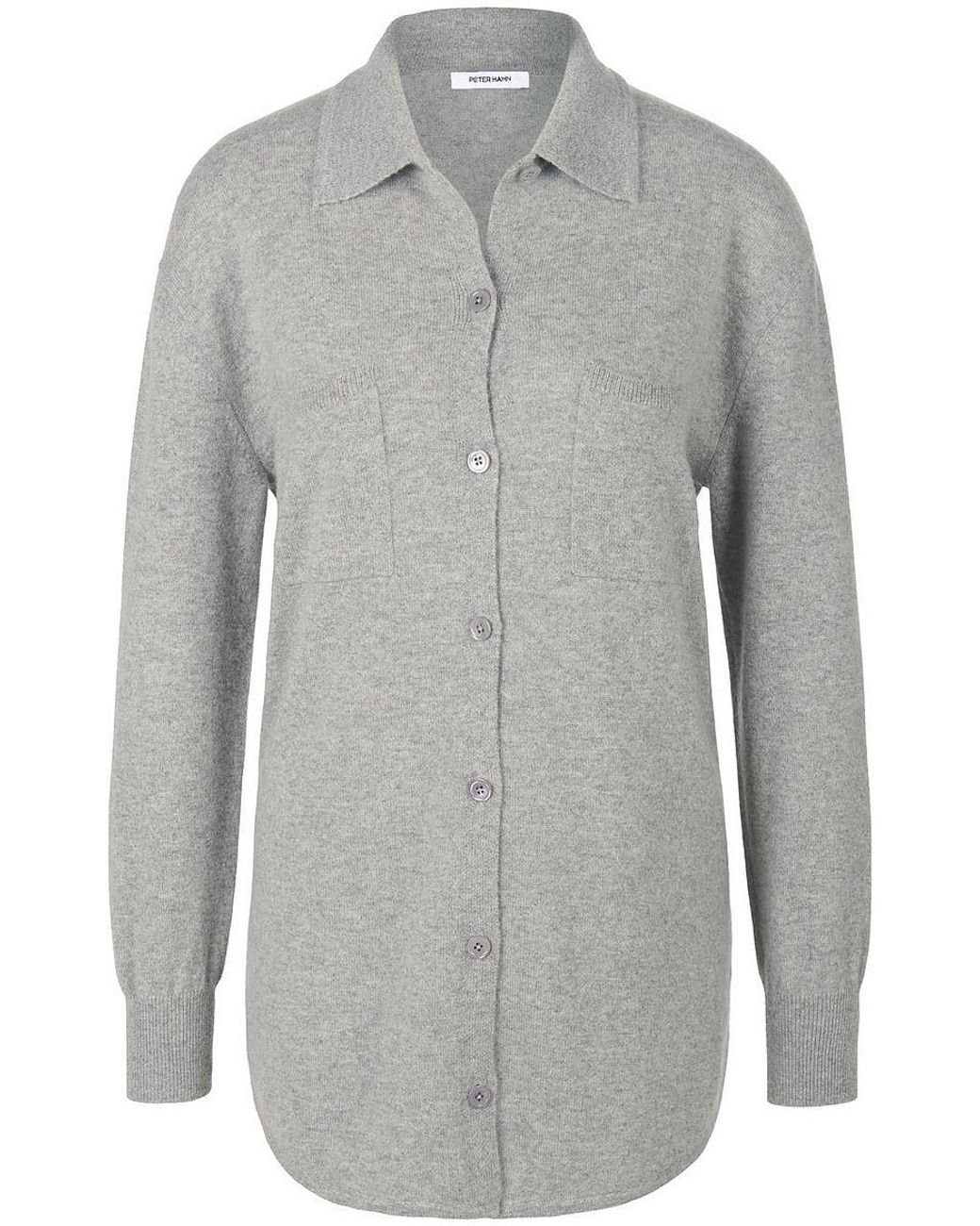 Peter Hahn Strickhemd Polo-Kragen Kaschmir in Gray für Herren