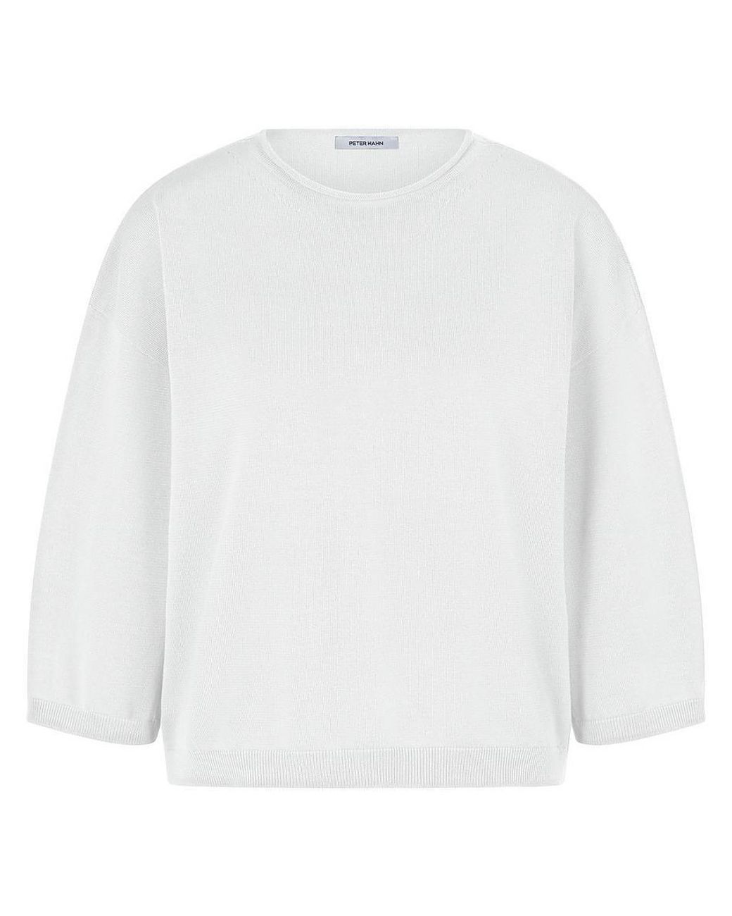 Peter Hahn White Rundhals-Pullover Aus 100% Supima-Baumwolle