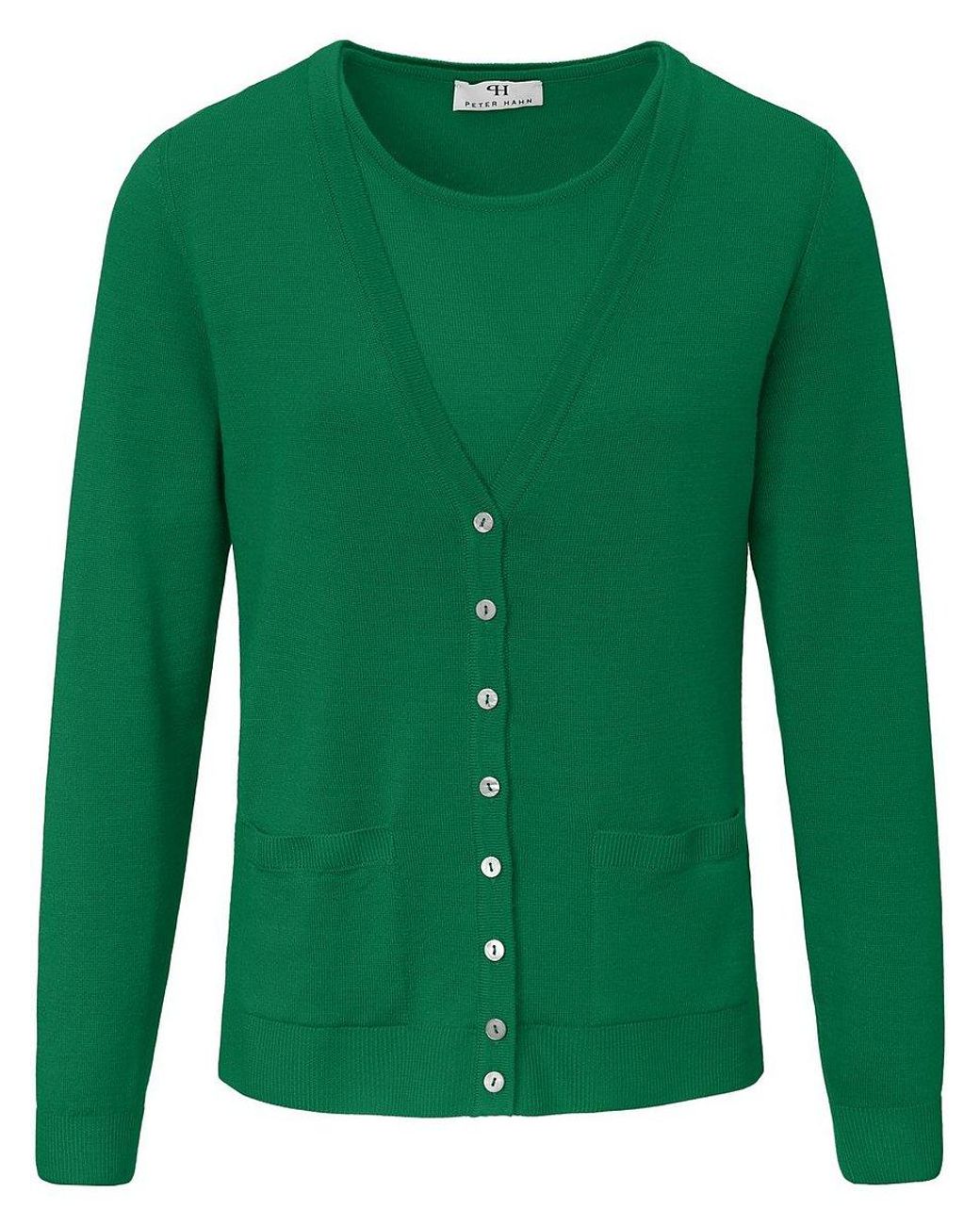 Peter Hahn Wolle Twinset aus 100% schurwolle-merino fein in Grün Damen Bekleidung Jacken Jeansjacken und Denimjacken 