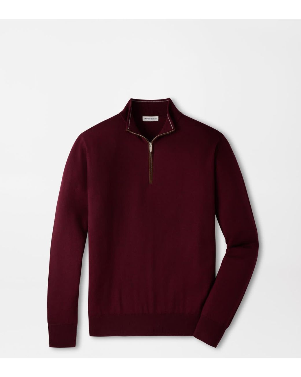 Peter Millar Red Autumn Crest Suede Trim Quarter-Zip for men