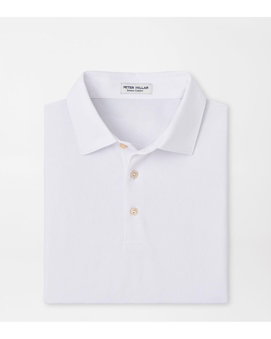 Peter Millar White Solid Performance Mesh Polo for men