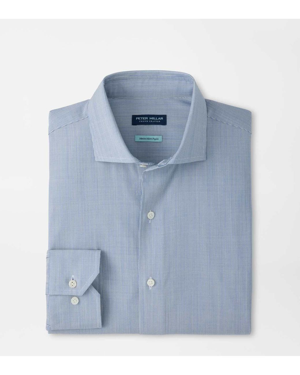 Peter Millar Blue Micro Poplin Stripe Shirt for men