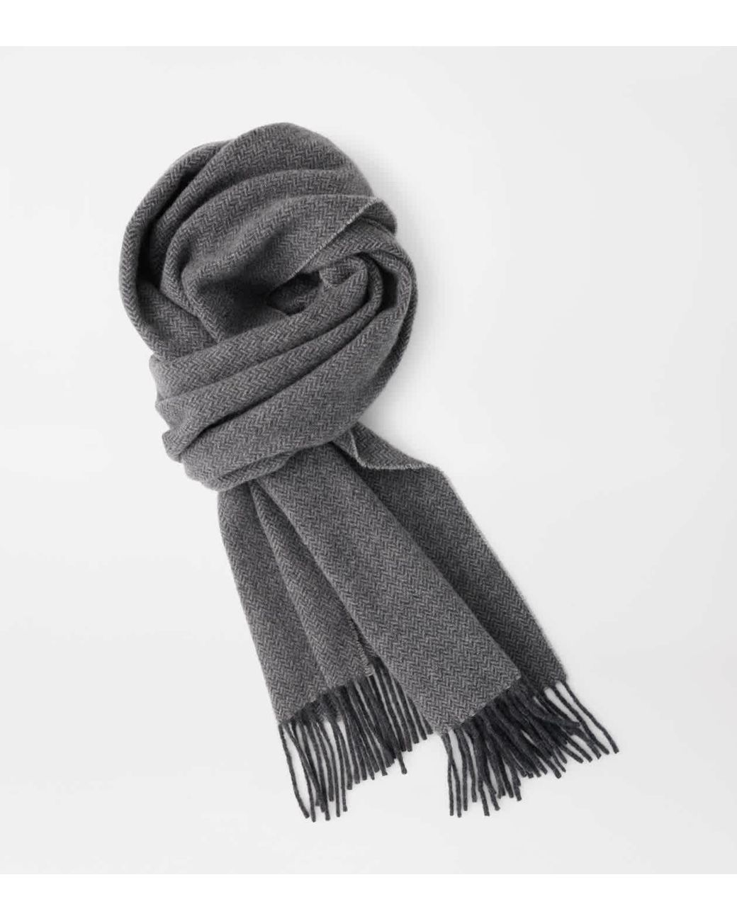 Peter Millar Gray Cashmere Herringbone Scarf for men
