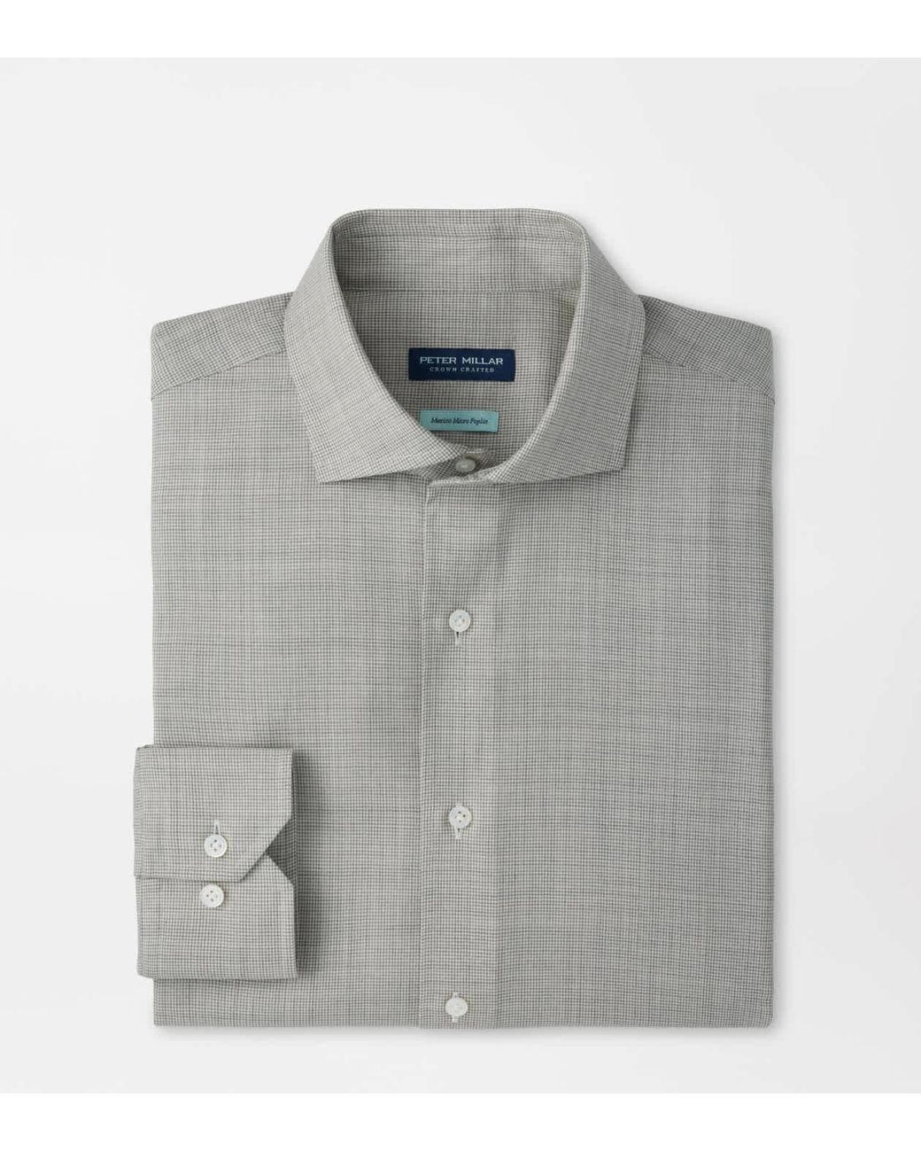 Peter Millar Gray Merino Micro Poplin Houndstooth Shirt for men