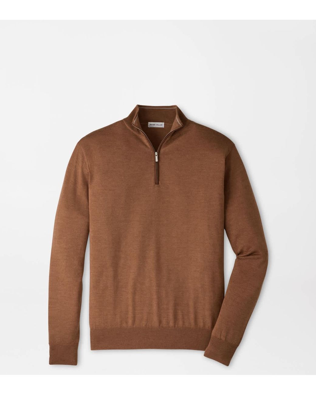 Peter Millar Brown Autumn Crest Suede Trim Quarter-Zip for men