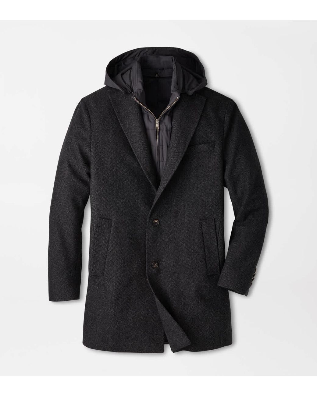 Peter Millar Black Oxford City Coat for men