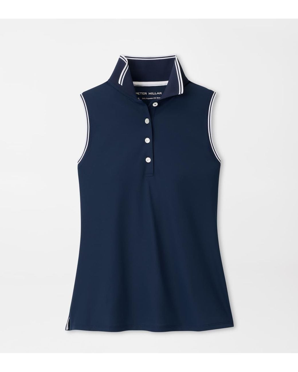 Peter Millar Blue Canterbury Tipped Sport Mesh Sleeveless Polo