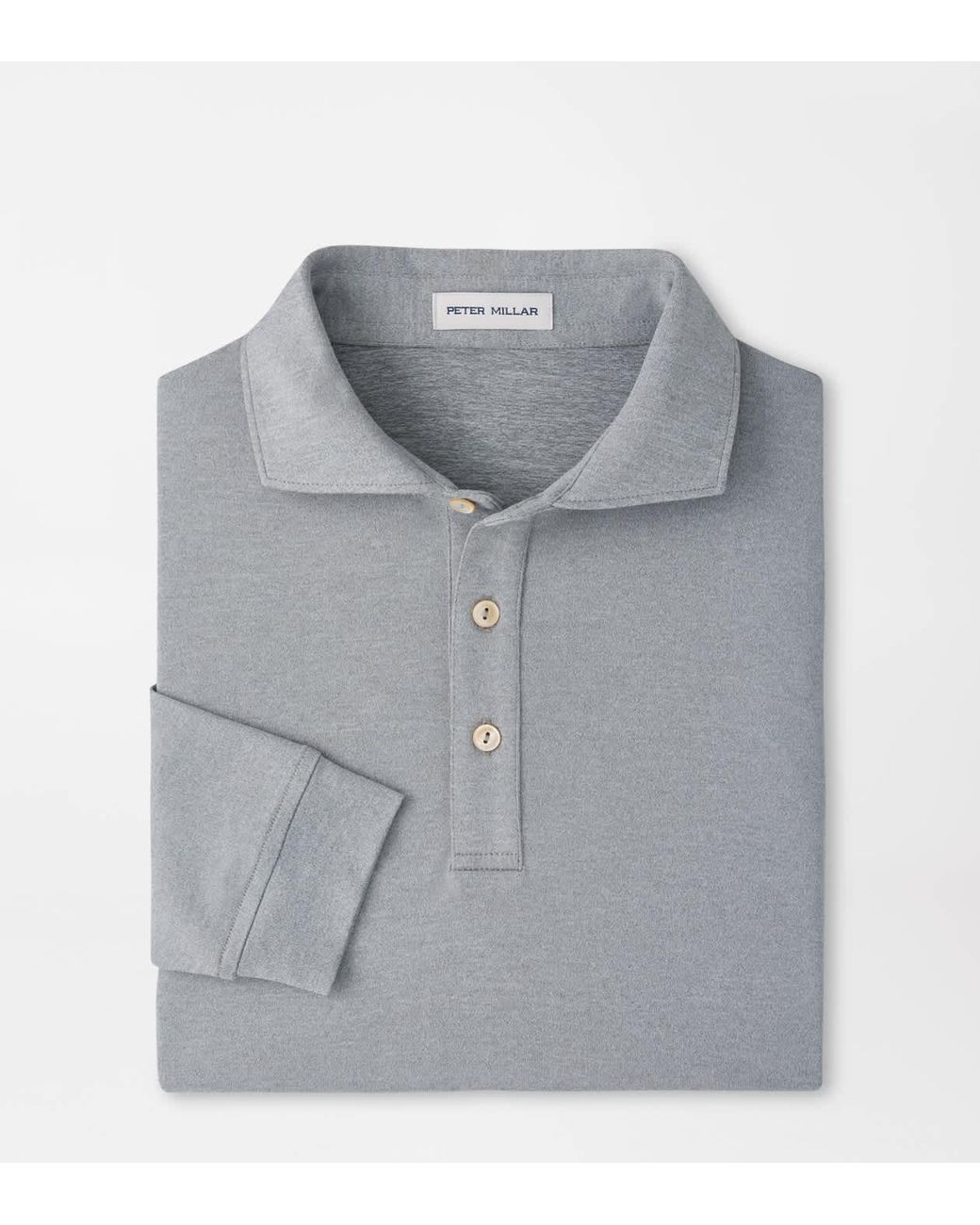 Peter Millar Gray Lyons Performance Jersey Long-Sleeve Polo for men