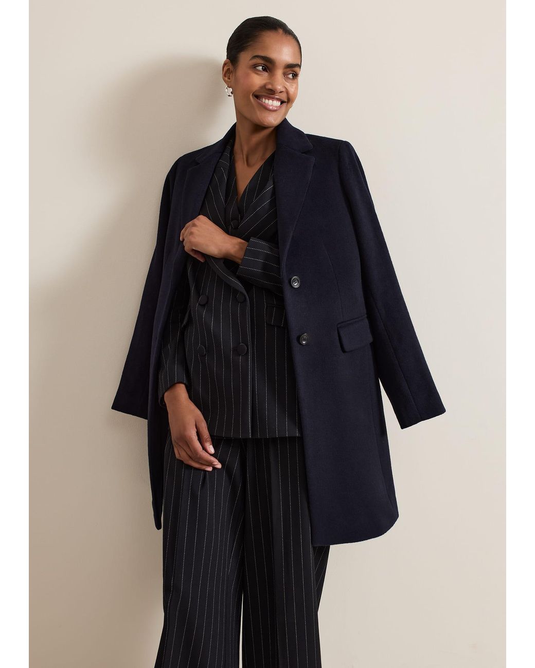 Phase Eight Blue Lydia Wool Coat