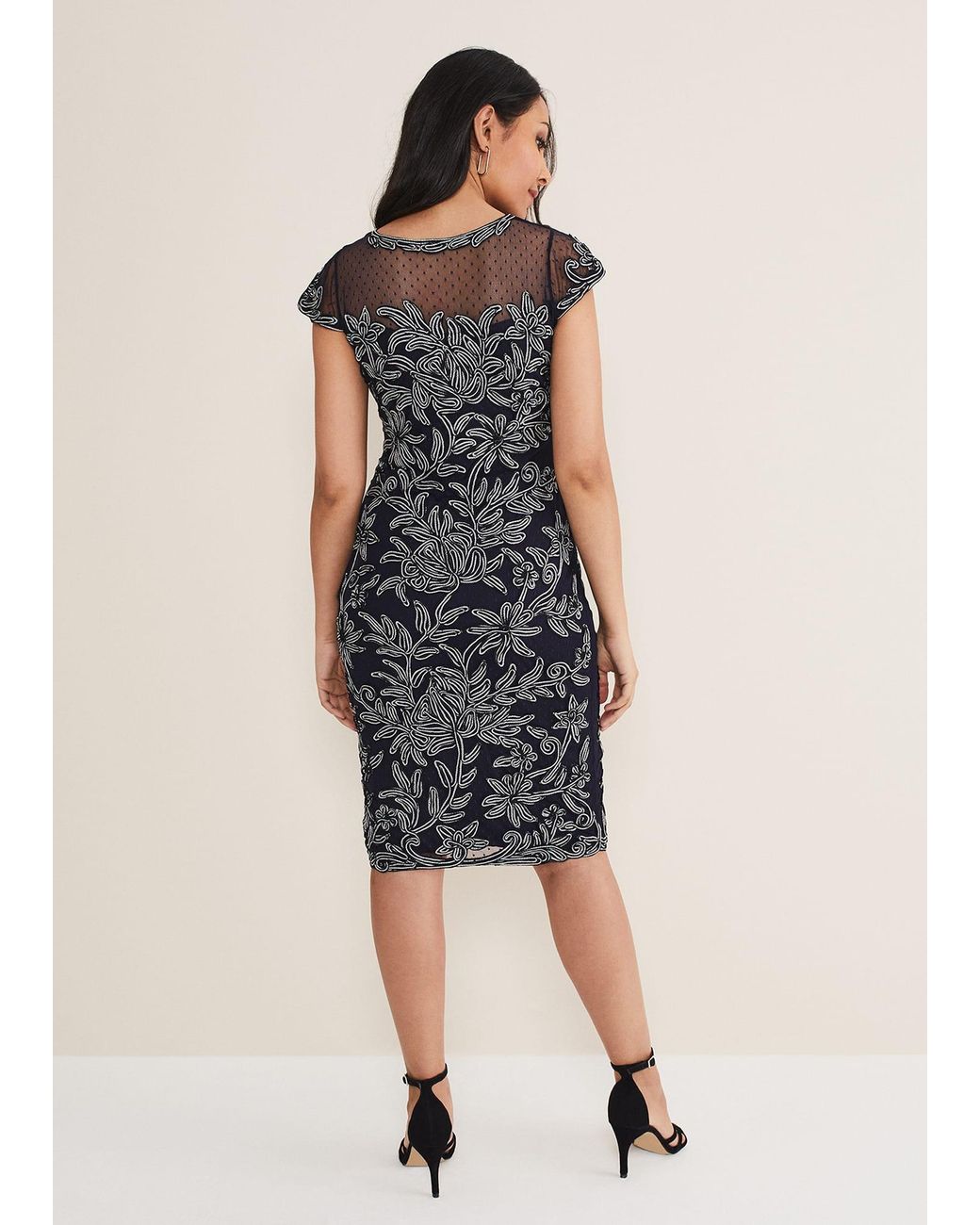 Phase Eight Blue Petite Zila Tapework Dress