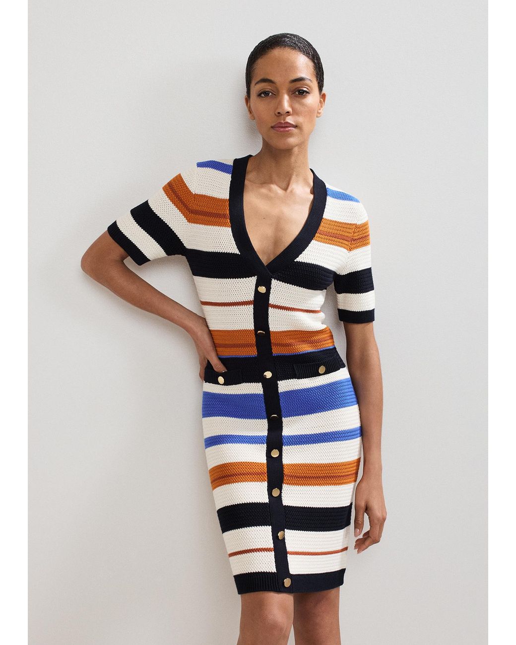 Phase Eight White Bridget Stripe Crochet Dress