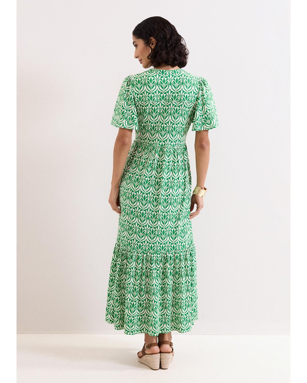 Phase Eight Green Shakira Printed Jersey Midiaxi Dress