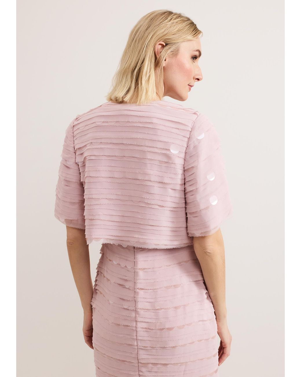 Phase Eight Pink Amitis Sequin Layered Jacket