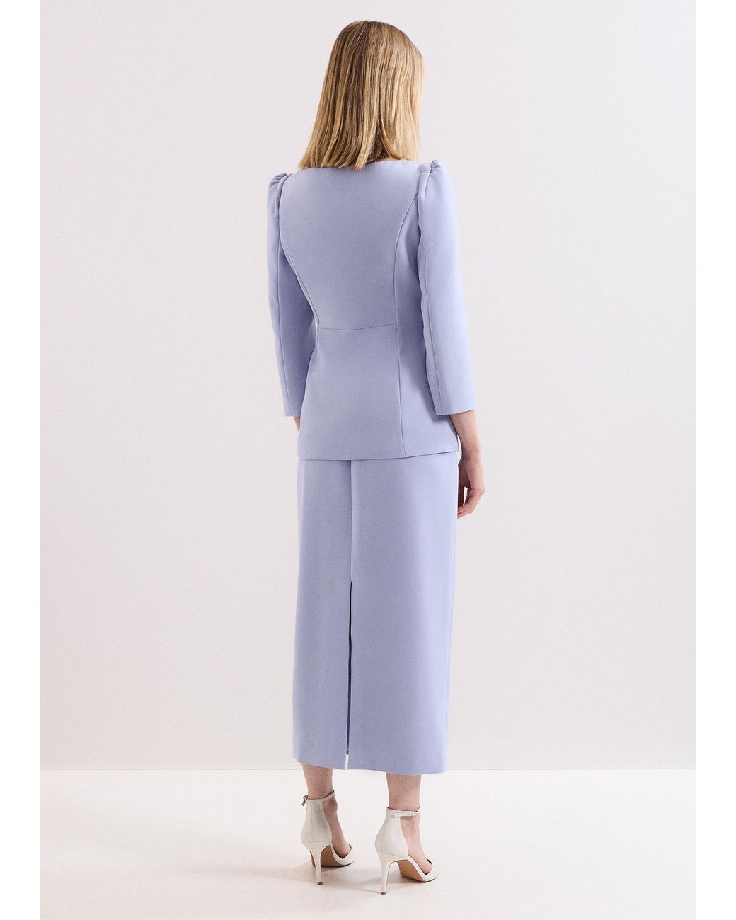 Phase Eight Blue Gabriela Long Sleeve Midi Dress