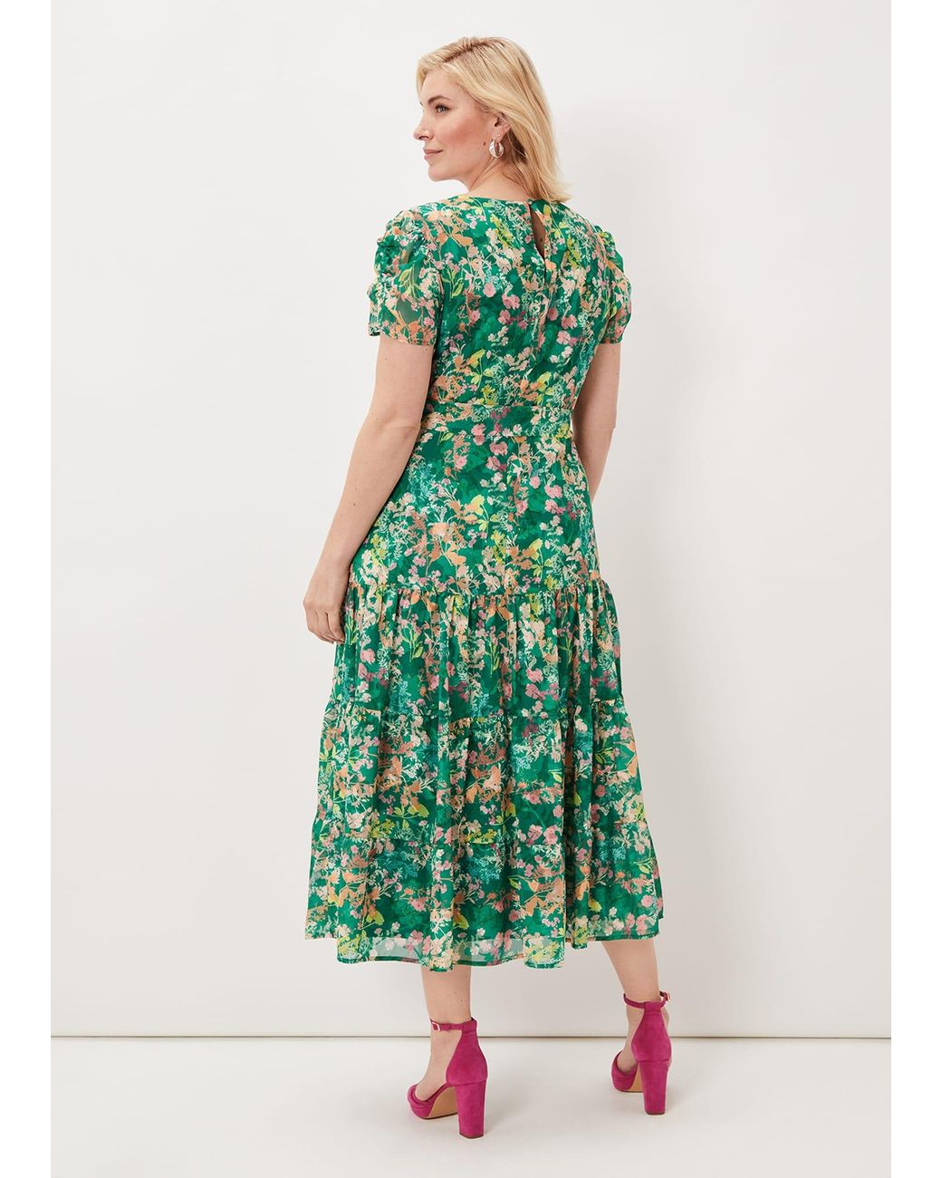 Phase Eight Green Morven Printed Tiered Dress